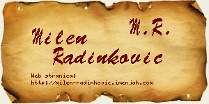 Milen Radinković vizit kartica
